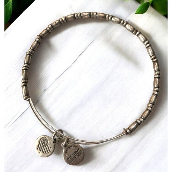 Alex And Ani Silver Plated Charm Bangle With Oval Silver Beads 2.0"- 3.5" - Picture 1 of 2